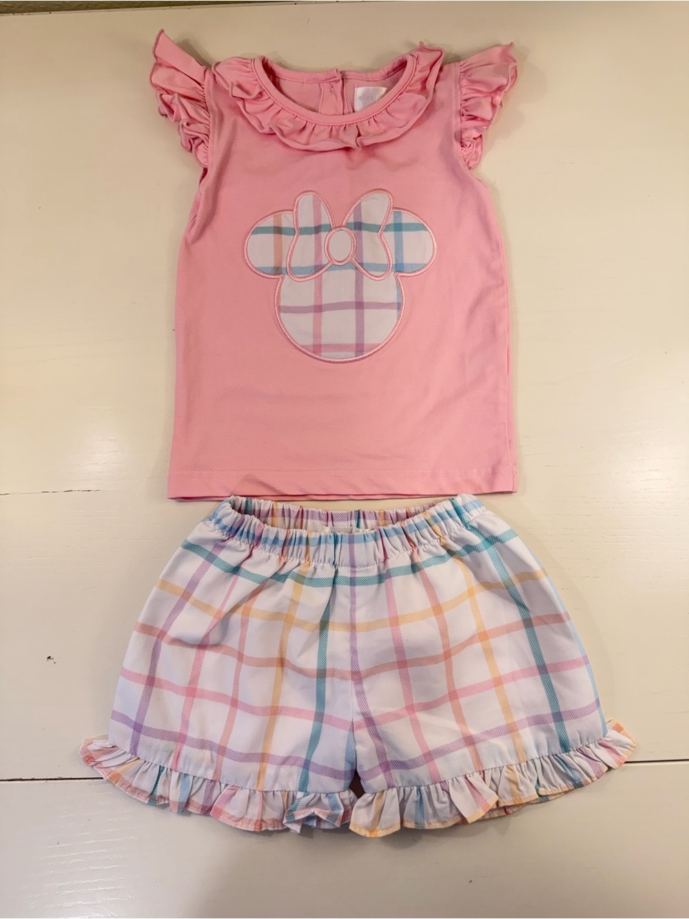 Eliza James Plaid Minnie Mouse Short Set 2T